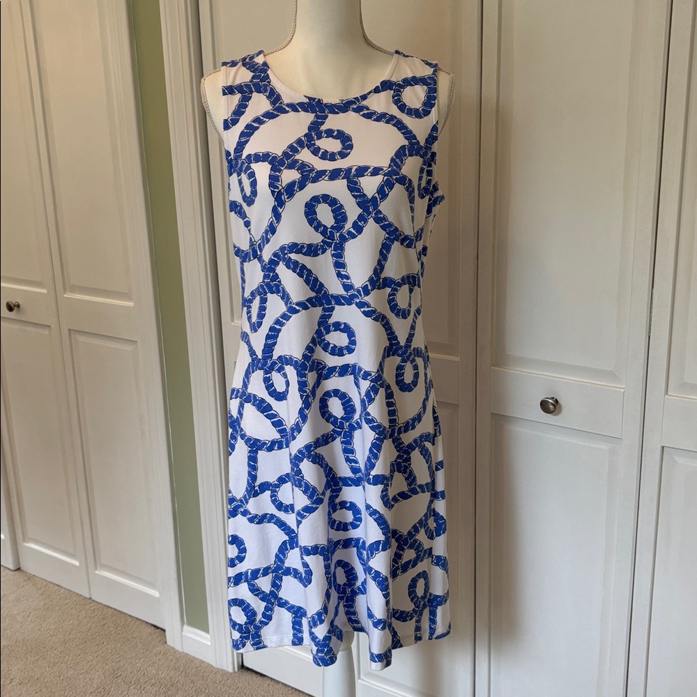 MAHI GOLD Blue and White Rope Patterned Dress